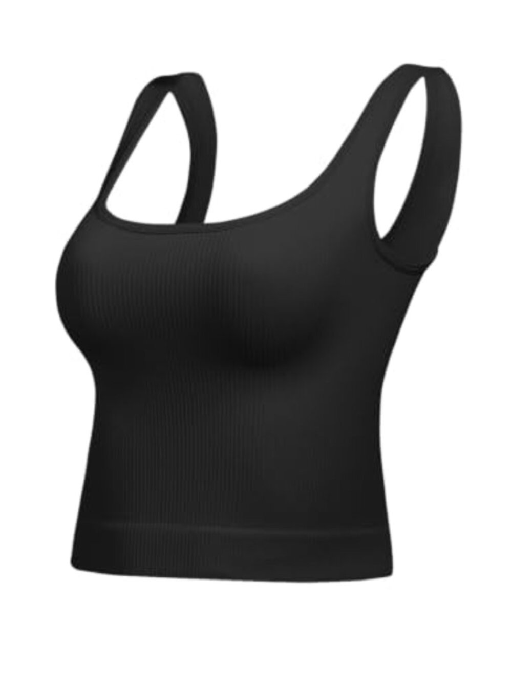 Seamless Ribbed Square Neck Crop Tank Top Casual Workout